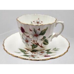 Vintage Hammersley & Co Dogwood Teacup Saucer Set Provincial Flowers White EXC